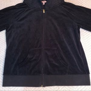 Juicy Couture Black Velour Track Hoodie Full Zip